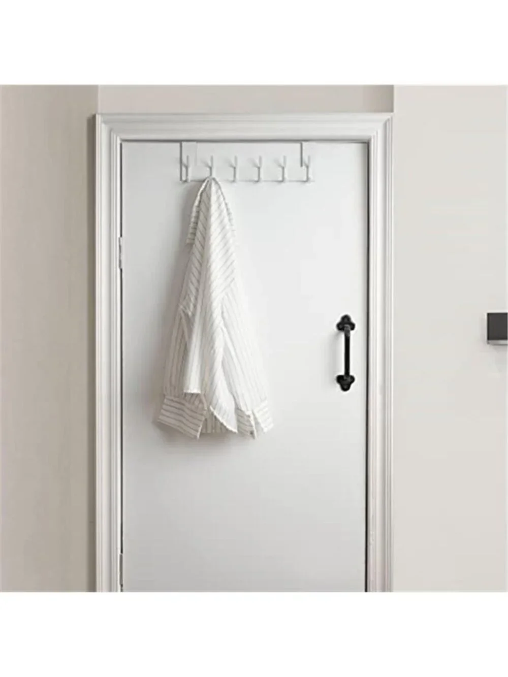 Over Door Hook Rack White 6 Hooks Towel Coat Hanger No Drill Organizer